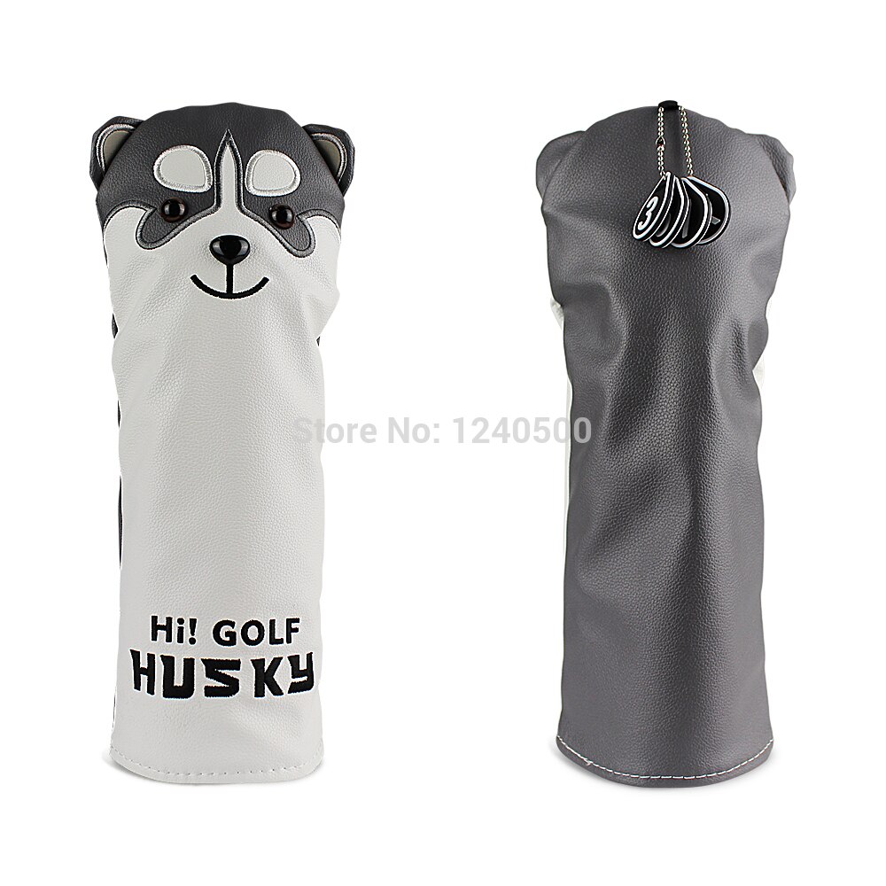 Funda para cabeza de palo de Golf Husky, adorable funda para cabeza de conductor de Golf, Animal de dibujos animados #1 #3 #5 #7, Funda de cuero PU para cabeza, fundas a prueba de polvo