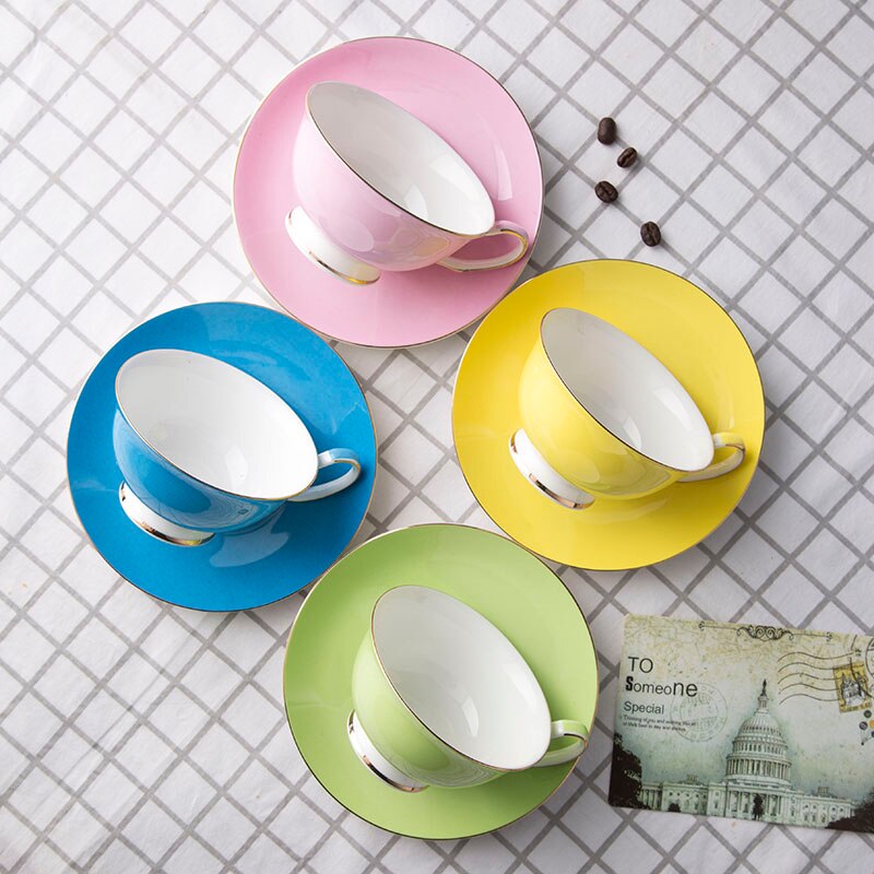 220ML, bunte knochen China kaffee tasse und untertasse einstellen, nespresso tasse einstellen, tazas Cafe termos kaffee becher, Cappuccino tasse einstellen