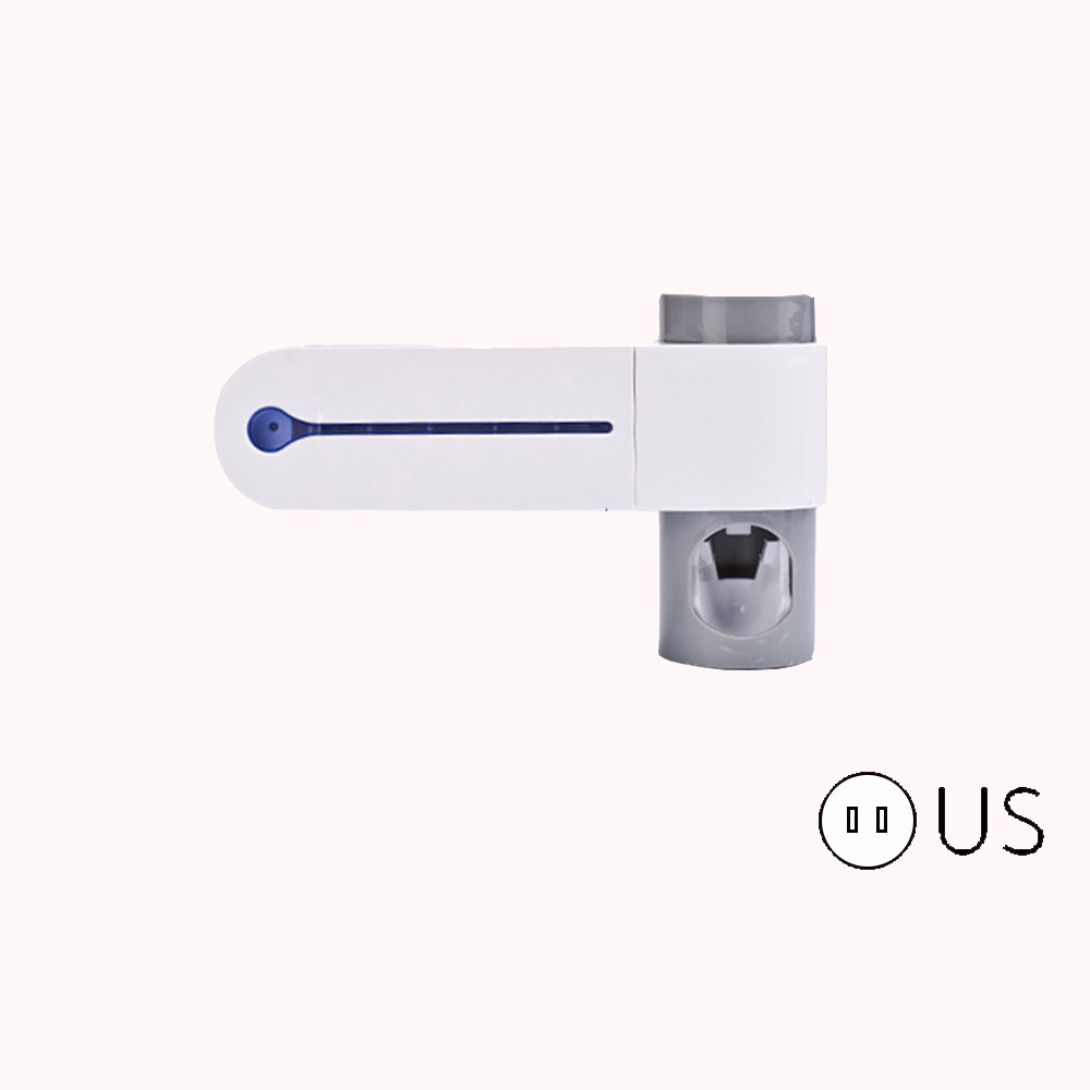 3 in 1 UV Light Ultraviolet Toothbrush Sterilizer Toothbrush Holder Automatic Toothpaste Squeezers Dispenser Home Bathroom Set: Type A US