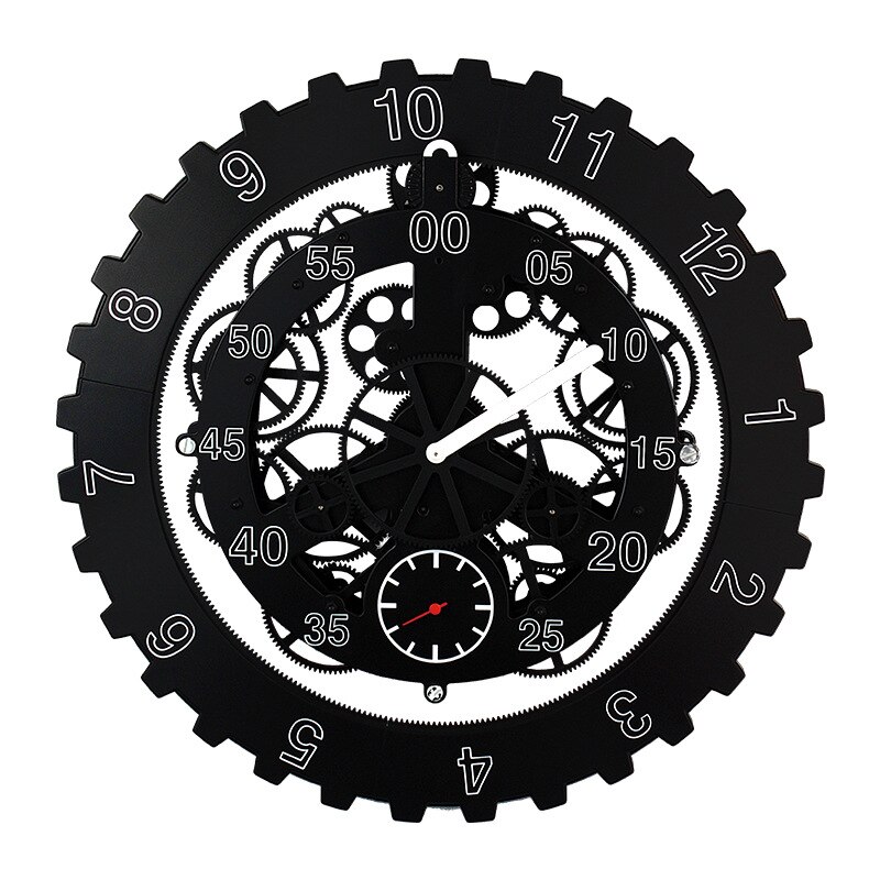 18 inch gear rotating clock ABS plastic clock home decor vintage clock retro flip clock alarm
