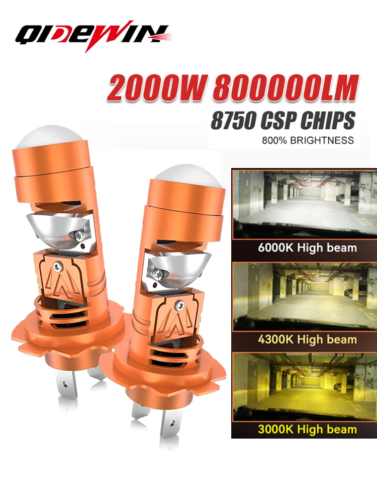 Mini H7 Bi LED Projektor Objektiv Scheinwerfer Auto Birne 3000K 4300K 6000K Canbus Hallo/Abblendlicht 600000LM Turbo Fan Motorrad Stecker & abspielen