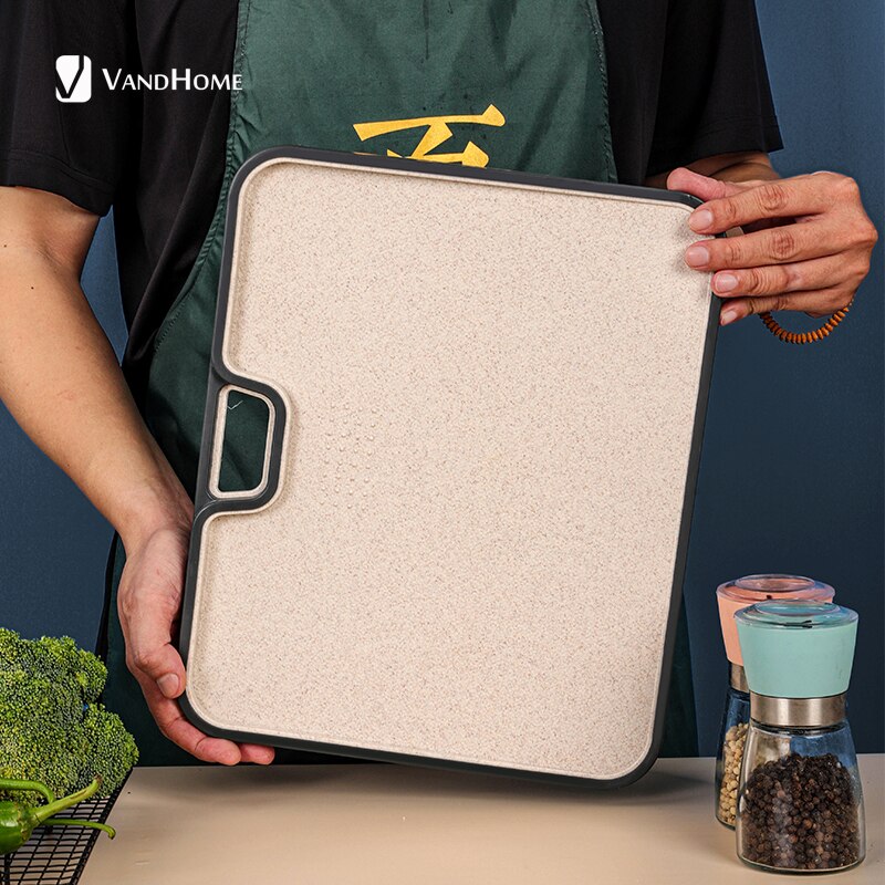 VandHome Cutting Board Wheat Straw Double Sided Chopping Blocks Sterile Mildew Chopping Board Cutting Board Kitchen Supplies