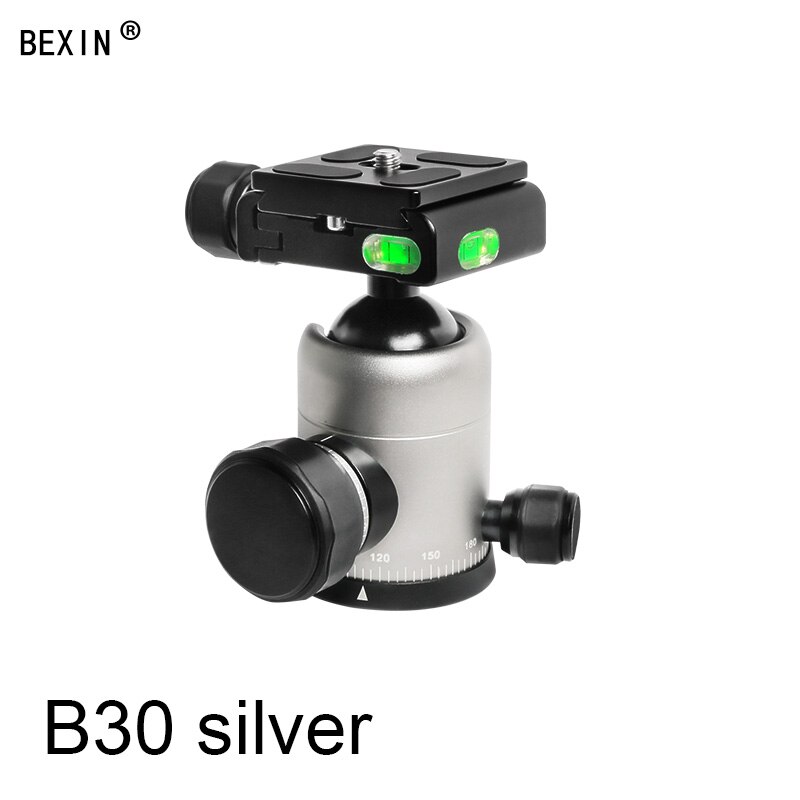 BEXIN Panorama kopf stativ kugelkopf Mini tragbare kamera Ball kopf CNC bearbeitung einbeinstativ halterung für dslr kamera mit stativ platte: B30    Silber-