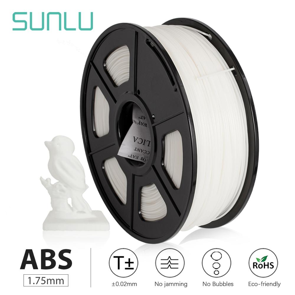 Sunlu 3d filament abs filament 1.75mm fabrikant multi-kleuren 1kg plastic spoelen 3d printerfilament impressora 3d filament: Abs-wit