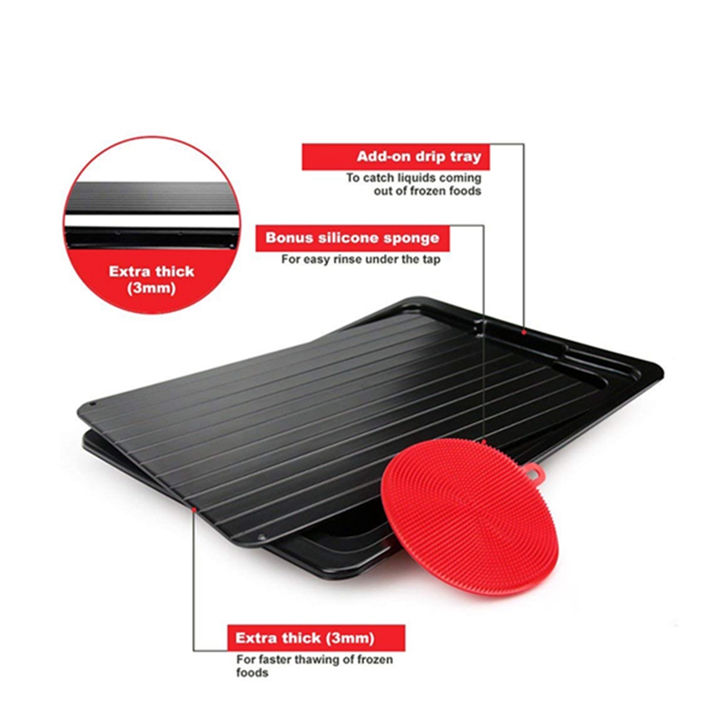 Defrosting Tray | Thawing Plate for fast defrosting of frozen foods | Premium Defrost Tray | With bonus Drip tray and si