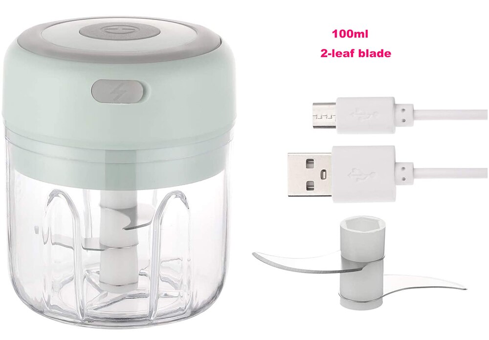 Portable Blender Kitchen Tools Blender Mixer Garlic Crusher Food Processor Mincer Food Mixer Chopper Electric Kitchen Mixeurs: green 100ml