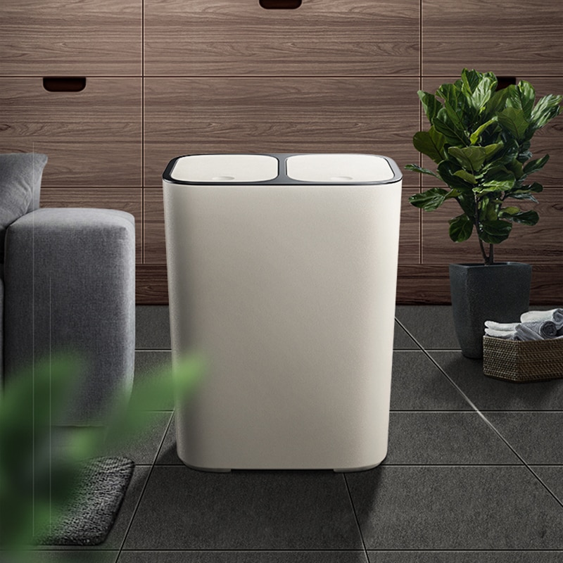 Dry-wet Garbage Classification Trash Can Double Buckets With Cover Office Paper Baskets Household Living Room Kitchen Dustbin