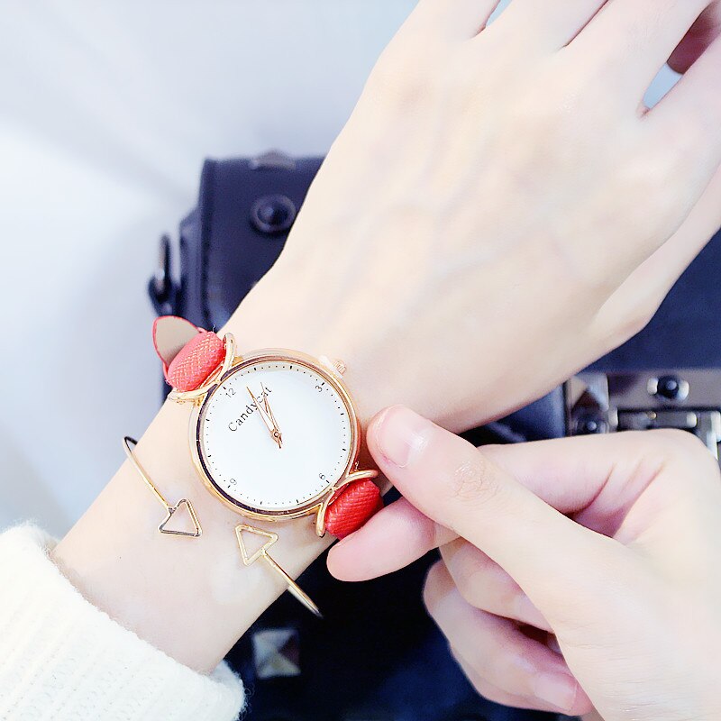 Meisjes Horloge Koreaanse Student Mode Meisje Eenvoudig En Mooie Junior High School Candycat Veelzijdige Kleine Verse Quartz Horloge