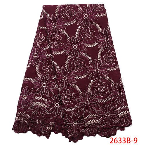Swiss Voile Laces Fabrics African Lace Fabric Embroidered French Cotton Lace Fabric with Stones for Women KS2633B-4: picture 6