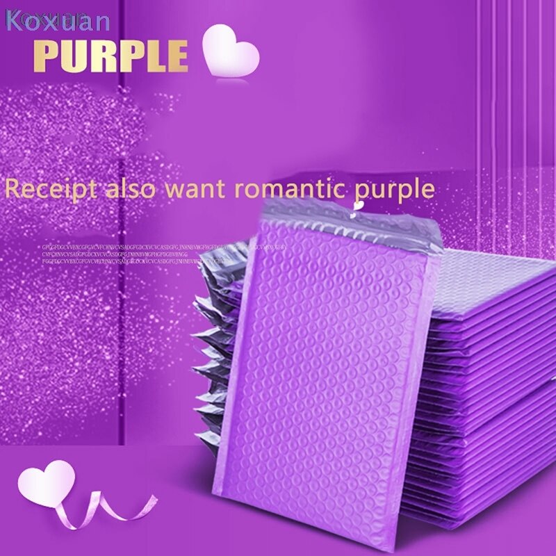 Enveloppes à bulles violettes Poly, enveloppes rembourrées auto-scellantes, sacs pour livre Magazine, courrier doublé auto-scellant 10 pièces