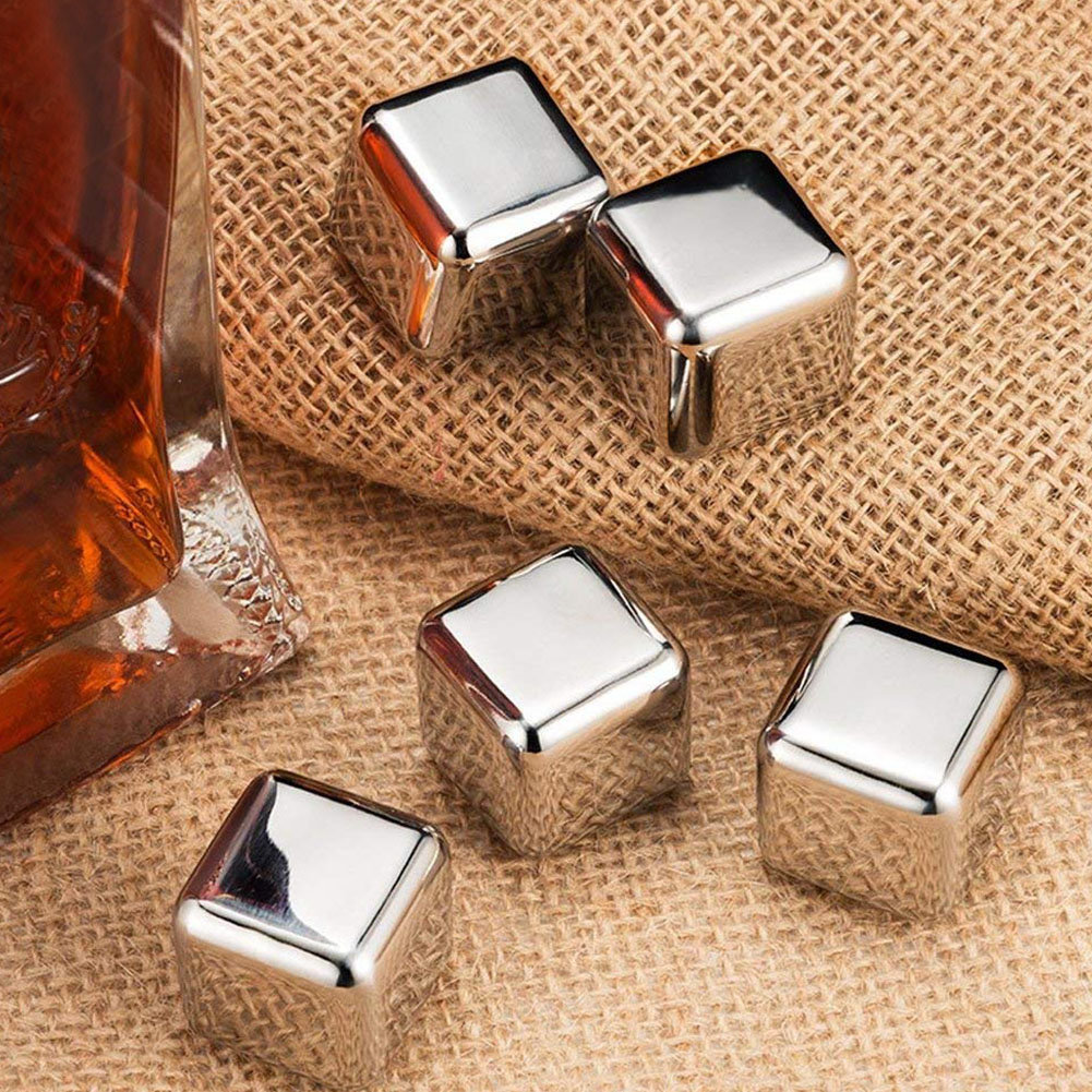Cubos de hielo cuadrados de acero inoxidable para whisky, Enfriador de bebidas de vino tinto, suministro de Bar, 1 ud.