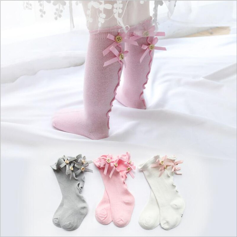 Engel baby baby meisjes kind sokken lint strik katoen zacht halve meisjes kniekous baby peuter prinses mooie kniekousen kinderen