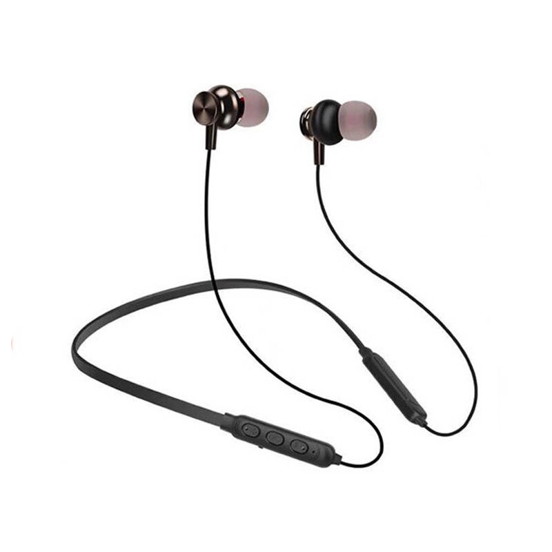 Nekband Bluetooth Hoofdtelefoon Stereo Headset Draadloze Oordopjes Bluetooth Koptelefoon Sport Oordopjes Met Microfoon voor universal alle mobiele telefoons: Black