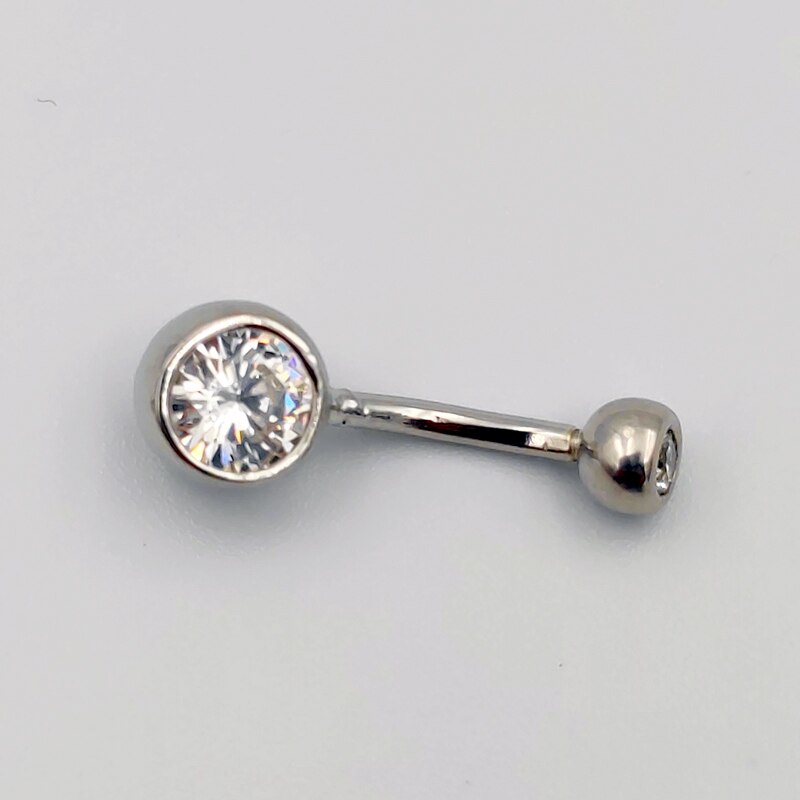 925 Sterling Zilver Belly Button Bar Navel Ring Body Piercing Sieraden