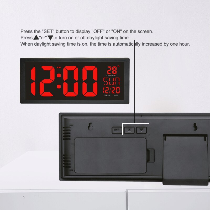 Electronic LED Wall Clock Large Screen Clocks With Calendar Thermometer Week Electronic Digital Wall Desk Clock for Home Decor