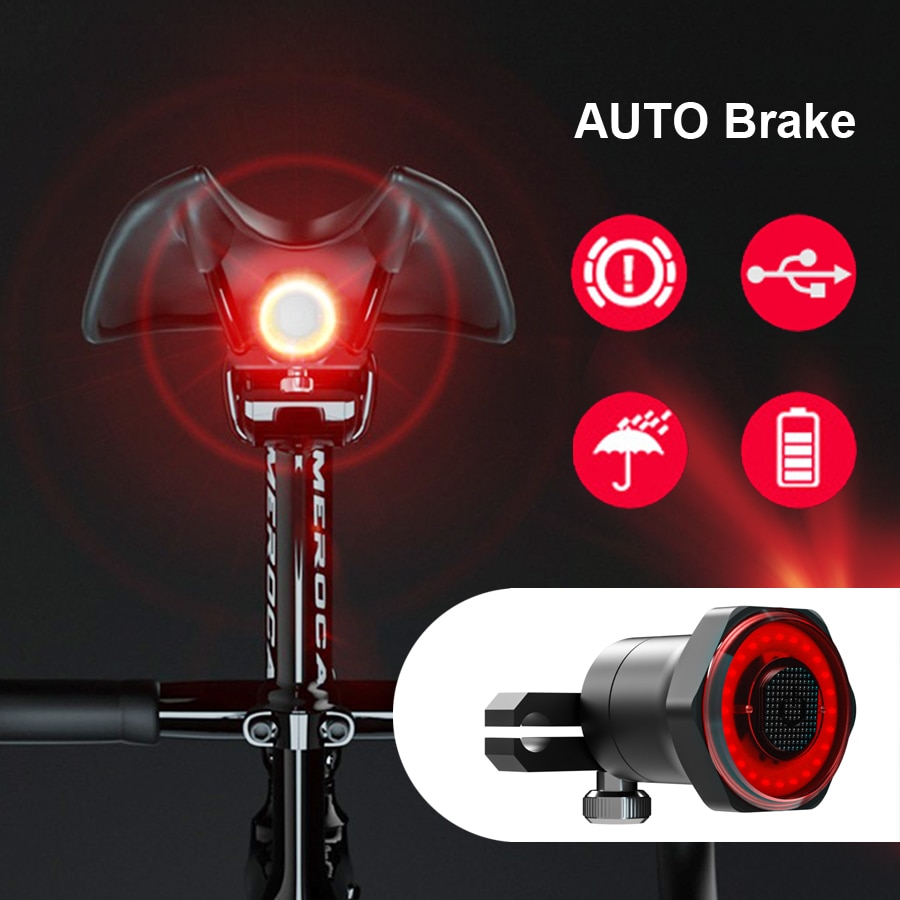 Newboler Fiets Smart Auto Brake Sensing Fiets Licht Waterdicht Led Usb Opladen Fietsen Achterlicht Fiets Achterlicht Accessoires