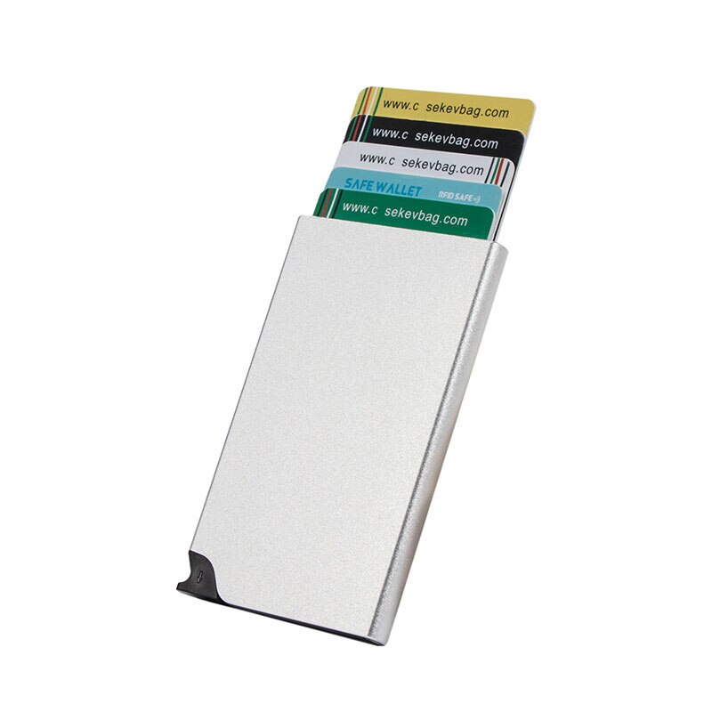 SEEKRID Automatic Aluminium ID Credit Card Holder Cardholders for Men Women: silver