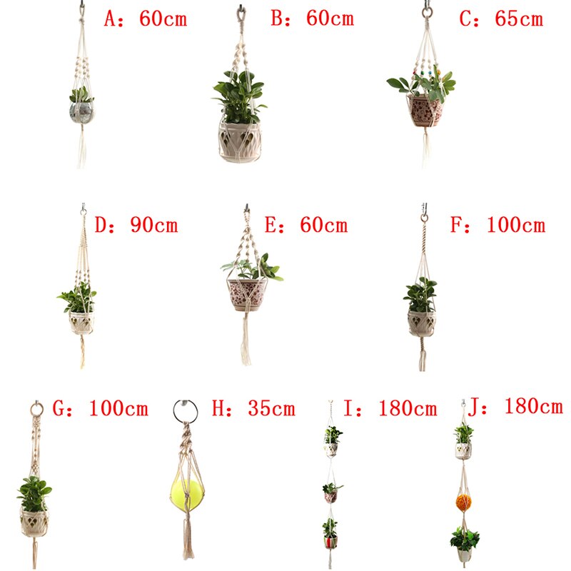 Vintage macramé plantenhanger haak bloempothouder 4 poten touw hangend touw muur huis tuin balkon decoratie mand