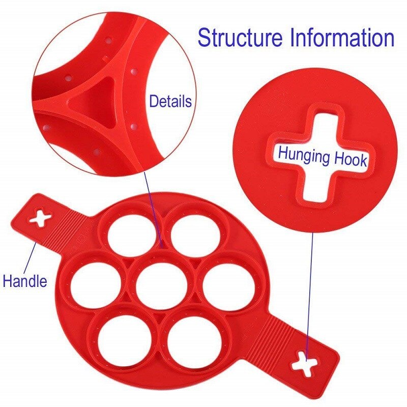 Herramienta de cocina antiadherente para hacer tortitas, utensilio redondo para cocinar tortitas, molde para huevos, accesorios de cocina para hornear