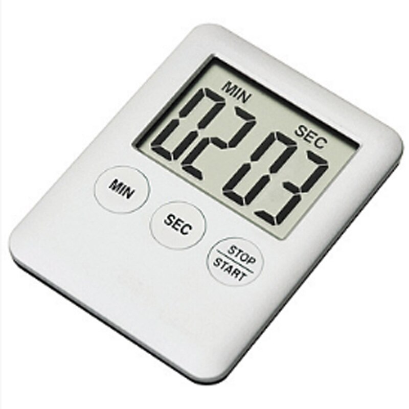 Large LCD Digital Screen Kitchen Timer Square Cooking Count Up Countdown Loud Alarm Magnet Clock Loud Alarm Kitchen Accessories: white