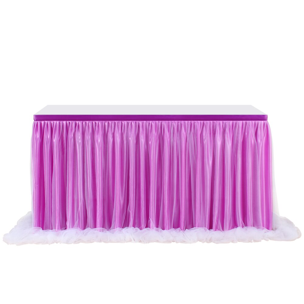 Tutu Table Skirt Mesh Desk Skirt Party Supplies for Party Wedding Birthday Home Decors (Long Yarn, White): Purple