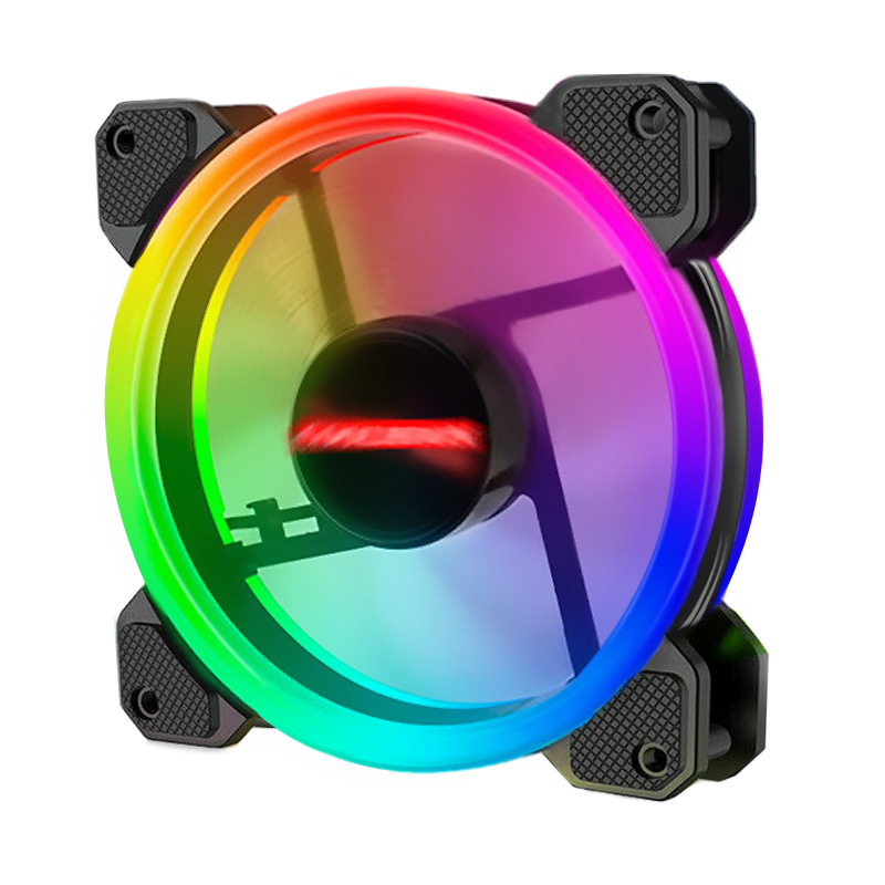 Coolmoon – boîtier de ventilateur RGB pour PC, silencieux, avec télécommande IR, 120mm: Noir