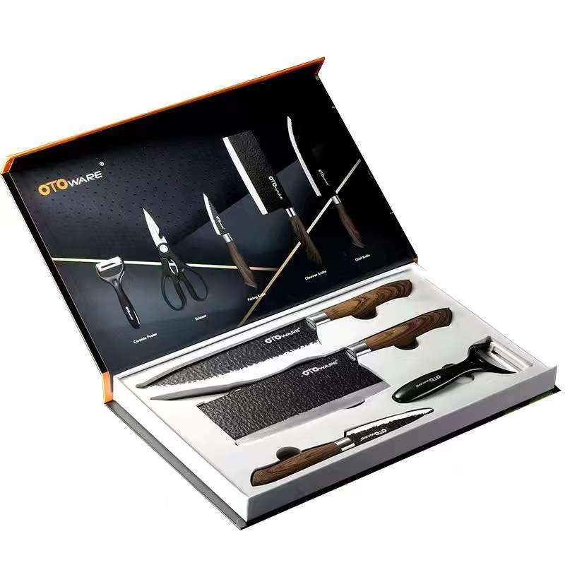 Vijf Delige Set Keukenmes Huishouden Keuken Mes Volledige Set Combinatie Rvs Vlees Cleaver Fruit Mes Geschenkdoos: LH01