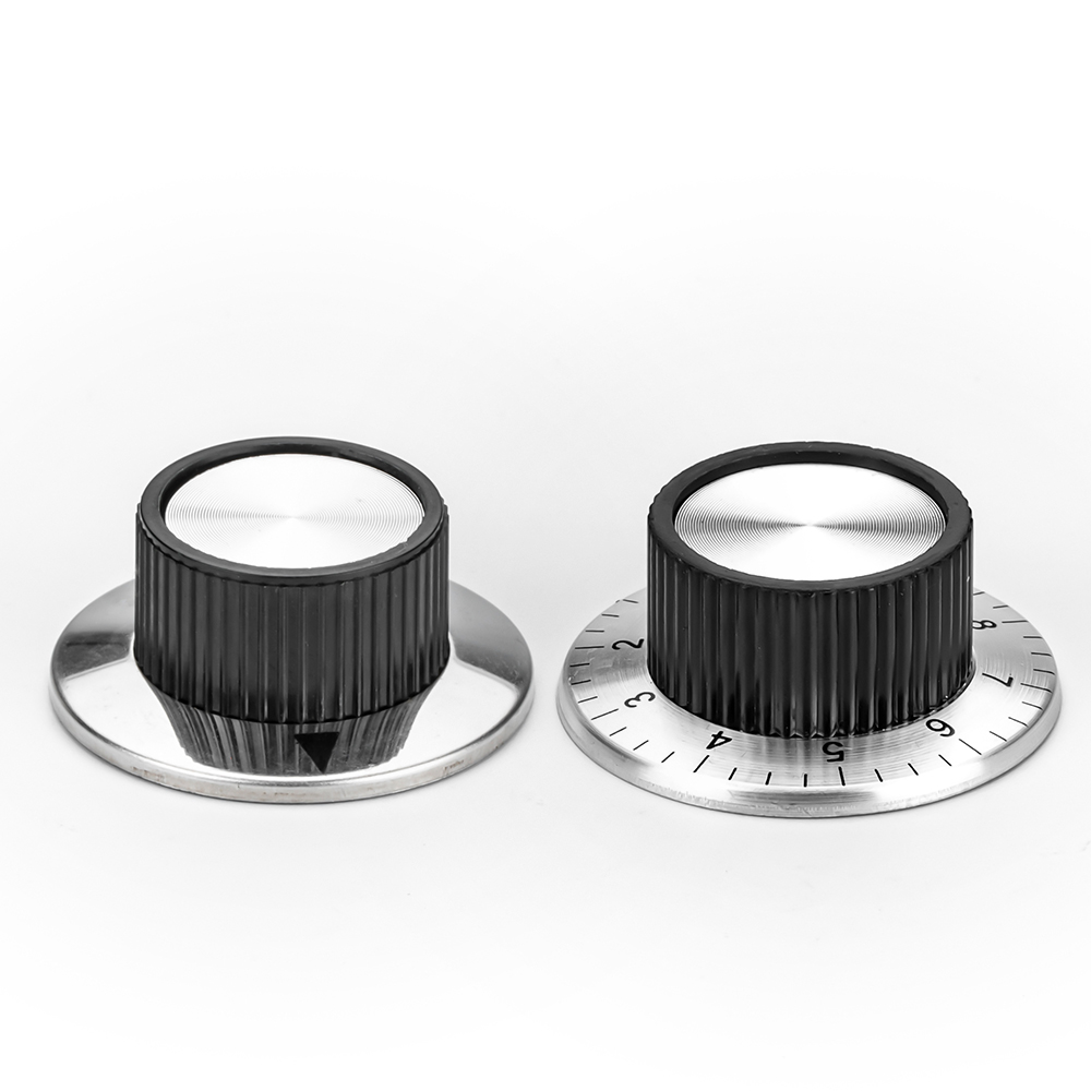 10PCS 6.35mm Knob Shaft Hole Diameter Potentiometer Knob Screw 23.8/29/36.5MM Outer Diameter for 0-9 Numbered
