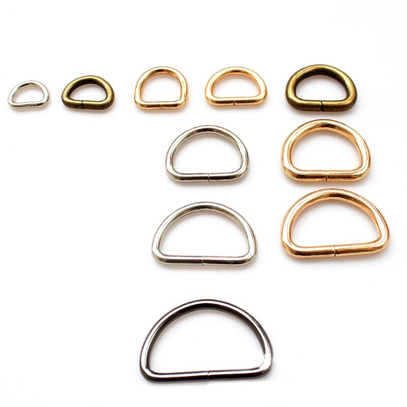 10 sztuk/partia 13/16/20/25mm D pierścienie pasek klamra wewnętrzna szerokość Metal półokrągłe w kształcie do torby pasek pas torebka DIY torba akcesoria