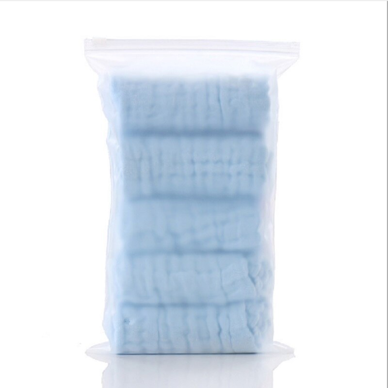 5Pcs Baby Towel Kid Bath Towels for Babys Face Wash Wipe Muslin squares Cotton Hand Towel soft Baby Gauze for newborn Baby Stuff: 5 Blue