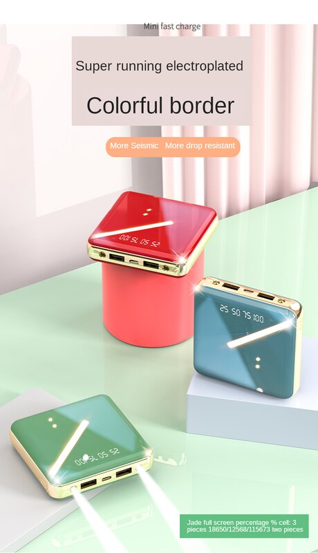 20000mAh Mini Power Bank Fast Charger LCD Type C Dual USB PoverBank External Battery Charger For Xiaomi Mi IPhone6 7 8 X