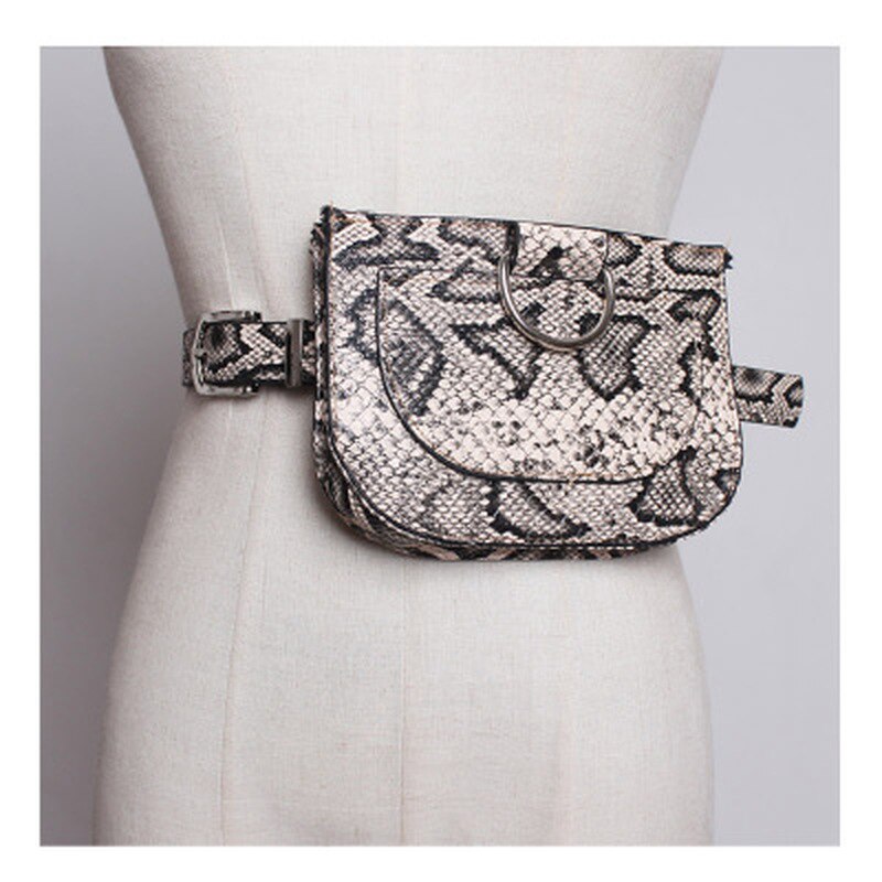 Women's Snake Print PU Leather Fanny Pack - Fashionable Waist Belt Bag