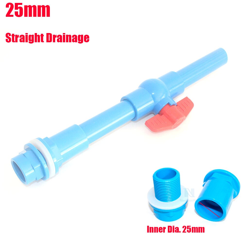 NuoNuoWell Aquarium Water Tank Drain Kit BulkHead Adapter Marine Pipe Fitting PVC Drain Connector With Valve: ID 25MM Straight C