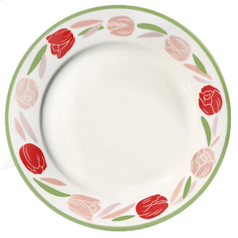 8 inch Lovely Ceramic Plates Dessert Plate Breakfast Cake Dessert Flower Fruit Letters Pattern Dish Home Decorations: Purple