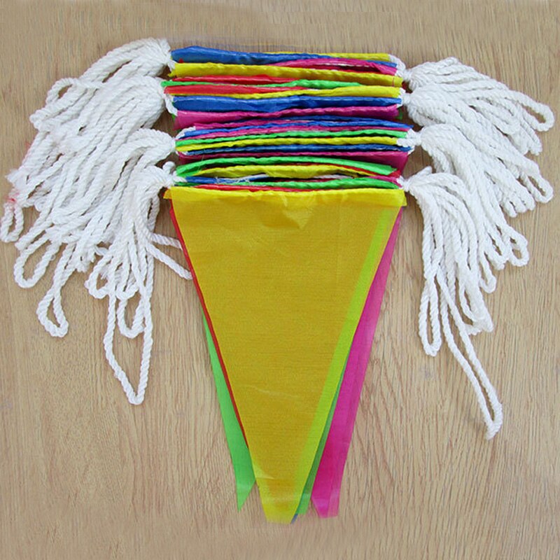 2 stk . (4m/ stk.) farverig bunting fest hænge flag trekanter snor flag advarsel banner bryllupsdag dimission