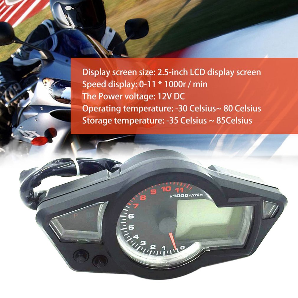 Motorcycle LCD Speedometer Motorcycle Digital Odometer Speedometer Tachometer