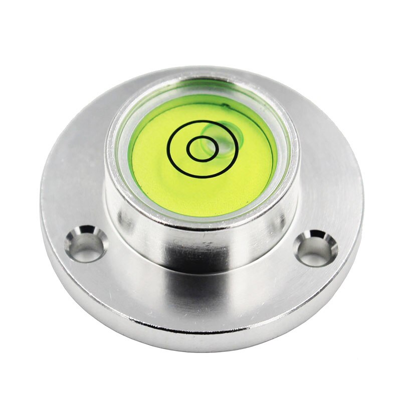 Universal Round Spirit Level Bubble Bead Metal Glass Inclinometer with Installation Base Diameter 34mm 1PCS