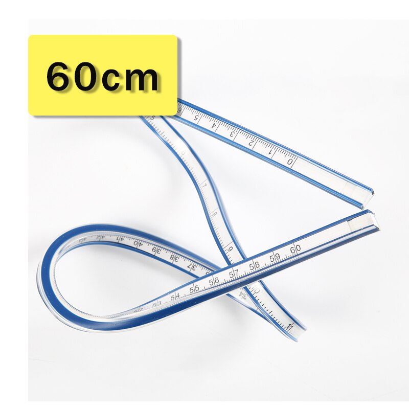 Regla curva Flexible, regla curva arbitraria suave, 30/40/50/60cm, herramienta de medida de dibujo de PVC, cinta/Regla, ropa/Arquitectura: 60cm