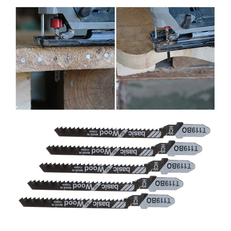 5 Pcs HCS T119BO Jig Saw Blades Set Wood Fast Cutting Reciprocating Saw Blade
