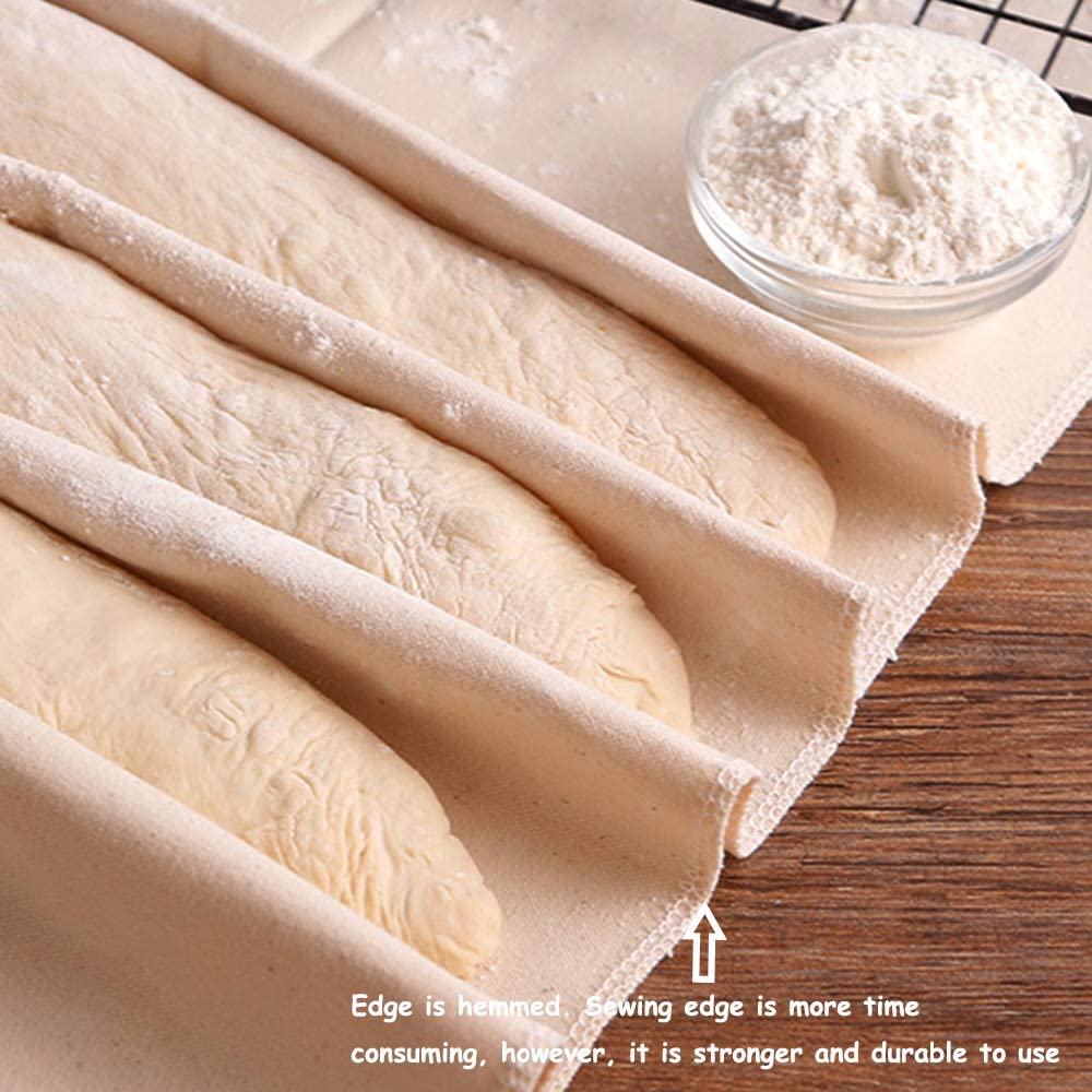 WALFOS Thick Fermented Linen Cloth Proofing Dough Bakers Pans Bread Baguette Baking Mat Pastry Baker's Couche Proofing Cloth