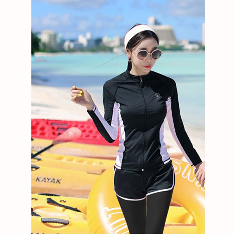 Vrouwen Lange Mouw Rashguard Badpak Sport Fitness Pak 5 Pc/sets Voor Yoga Running Yoga Jogging Surf Activiteiten Trainingspak