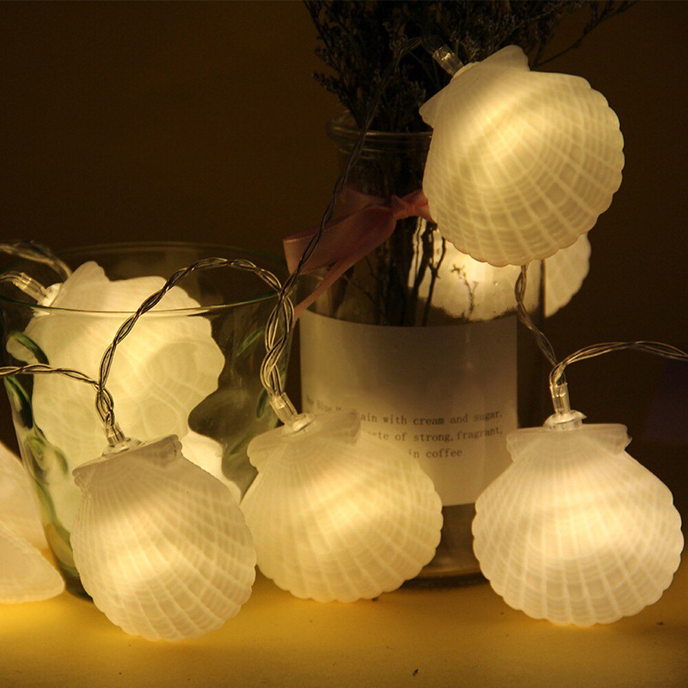 10/20 led-lichtsnoeren in de vorm van een schelp, ultraheldere, zachte verlichting voor binnen en buiten, doe-het-zelf, voegt een exotische sfeer toe