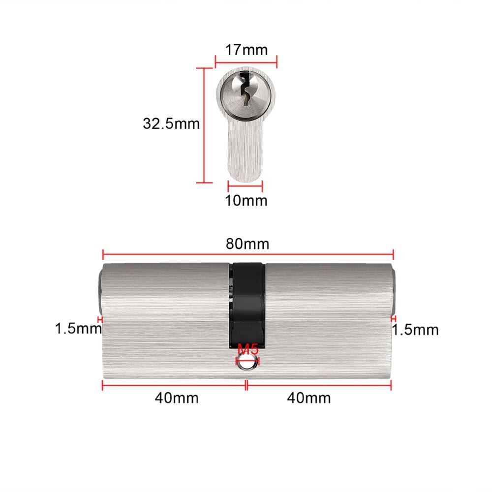 Proster 35/35 40/40 45/45 Cylinder Barrel Door Lock 6 Pin UPVC Door Aluminium Wood PVC Doors with 3 Keys: 40 mm