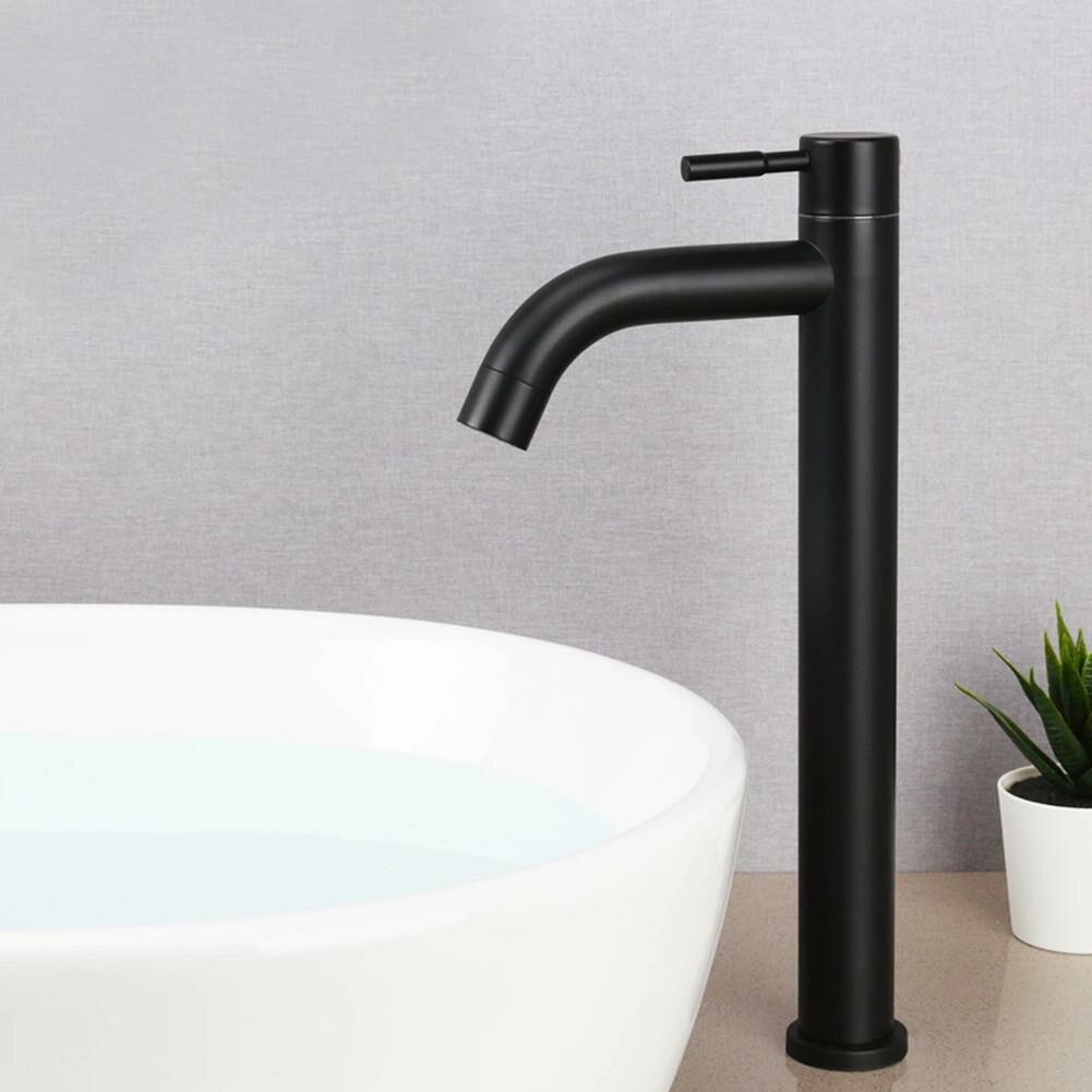 Rvs Zwart Enkele Koude Wastafel Kraan Badkamer Teller Wastafel Kraan Voor Keuken Badkamer Sink Wastafel Water Kranen Kraan