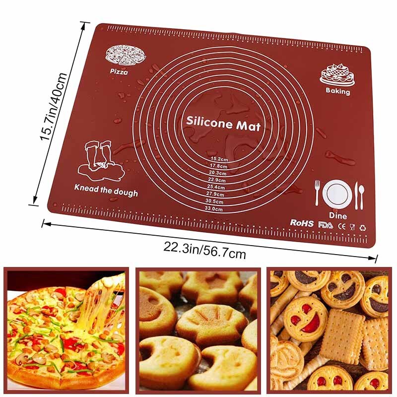 TEENRA-tapis de pâtisserie en Silicone, tapis de cuisson antiadhésif de grande taille, tapis de pâte à rouler, ustensiles de cuisson