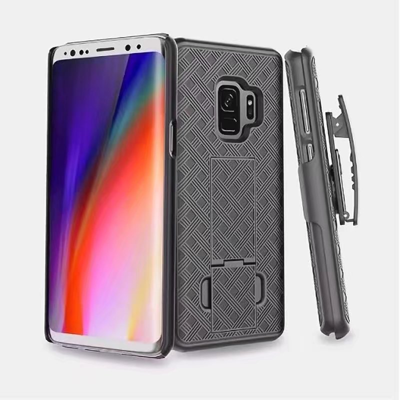 Geweven 2 in 1 Hybrid Hard Shell Holster Combo Case Met Kickstand & Belt Clip Voor samsung galaxy s9/s9 plus
