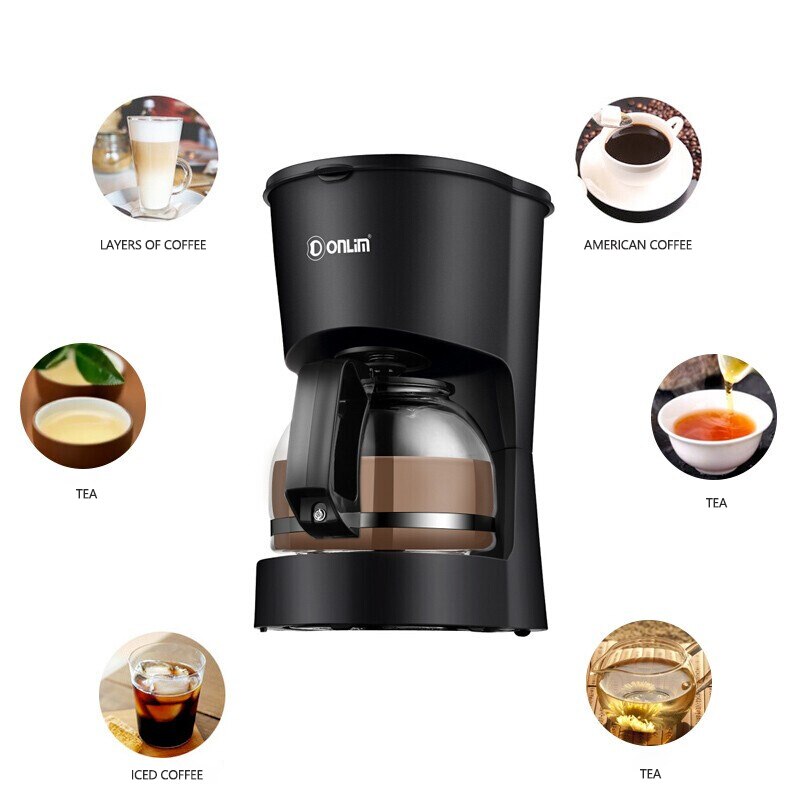 Donlim coffee machine home mini mini large capacity American drip bubble tea dual-use machine DL-KF200
