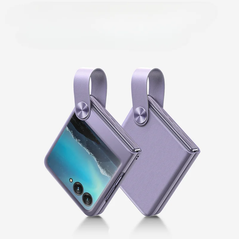 Luxus Leder Telefon Fall Für Motorola MOTO Razr 60 50 40 Ultra Pro + 2025 2024 Handgelenk Strap Armband Halter stoßfest PC Abdeckung: ABS / HIMMELBLAU