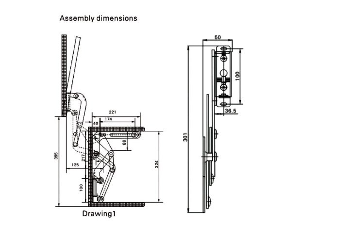 Pneumatic hinges on vertical lifts, translational pneumatic steering brackets, household furniture hardware, accessories