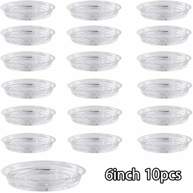10pcs Pot Holder For Plants Pot Stand Garden Plant Saucer Drip Tray Round Pot Base Clear Snack Container PET: Light Grey